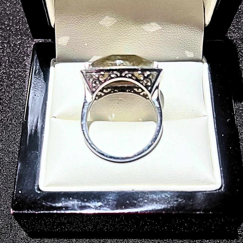Labradorite and Diamond Statement Ring - Ross Simons Size 7.75